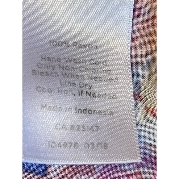 Talbots Size Small Pink & Blue Print Poet Sleeves Keyhole Neck Peasant Blouse - Picture 5 of 5